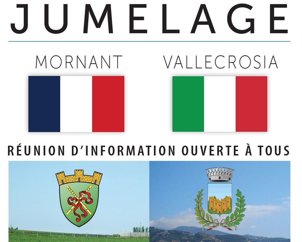 Jumelage<br>Mornant-Vallecrosia<br>Réunion d'information<br>Samedi 8 février